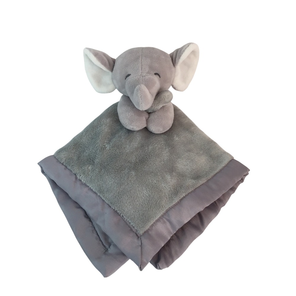 Carters Elephant Lovey Security Blanket 14 Inch Gray Plush Satin Trim Back 2020